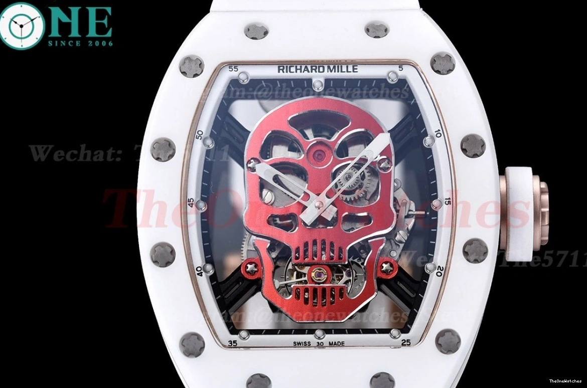 Strap Real YSF RM52-01 On Rubber White Cer RU Tourbillon 0217